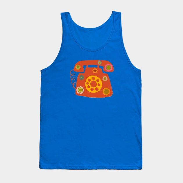 RETRO 60S STYLE DESK PHONE VINTAGE TELEPHONE Tank Top by DAZu